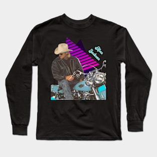 Alan Jackson 90s style art retro vintage 80s Long Sleeve T-Shirt